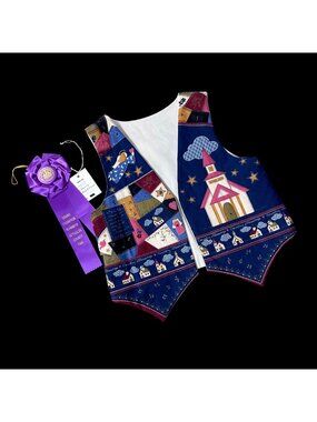 Vintage Handmade Vest Open Front 1990s Church Angel Patchwork Quilted Look